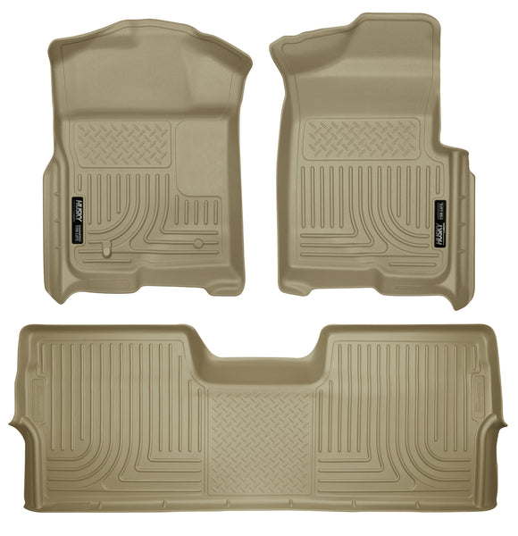 Husky Liners WeatherBeater Front & 2nd Seat Rear Floor Liners Mat (Footwell Coverage) for 2009-2014 Ford F-150 Crew Cab Pickup - 98333 [2014 2013 2012 2011 2010 2009]