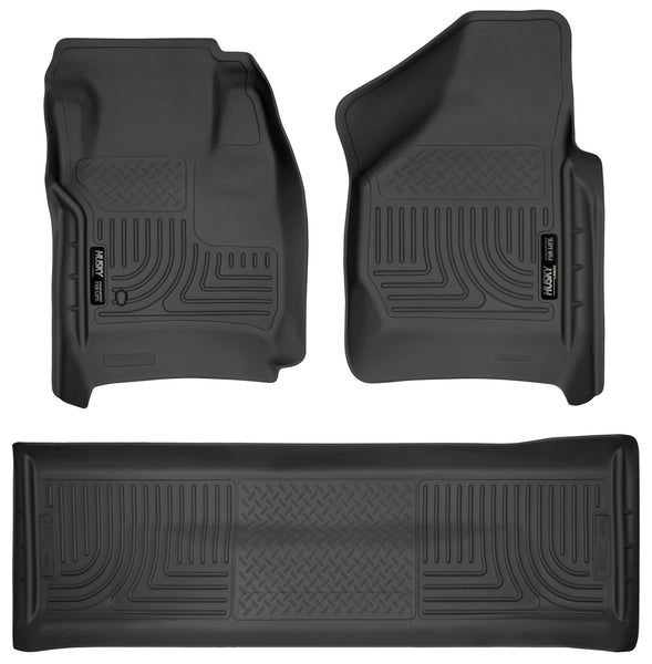 Husky Liners WeatherBeater Front & 2nd Seat Rear Floor Liners Mat (Footwell Coverage) for 2008-2010 Ford F-350 Super Duty Crew Cab Pickup - 98381 [2010 2009 2008]
