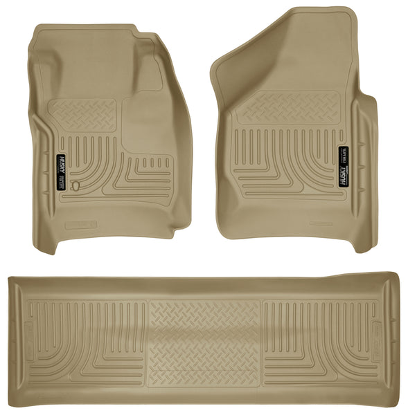 Husky Liners WeatherBeater Front & 2nd Seat Rear Floor Liners Mat (Footwell Coverage) for 2008-2010 Ford F-350 Super Duty Crew Cab Pickup - 98383 [2010 2009 2008]