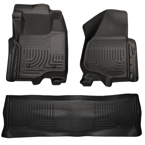 Husky Liners WeatherBeater Front & 2nd Seat Rear Floor Liners Mat (Footwell Coverage) for 2011-2012 Ford F-250 Super Duty Crew Cab Pickup - 98711 [2012 2011]