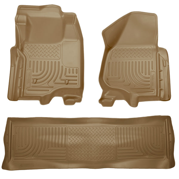 Husky Liners WeatherBeater Front & 2nd Seat Rear Floor Liners Mat (Footwell Coverage) for 2011-2012 Ford F-250 Super Duty Crew Cab Pickup - 98713 [2012 2011]