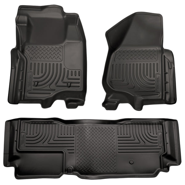 Husky Liners WeatherBeater Front & 2nd Seat Rear Floor Liners Mat (Footwell Coverage) for 2011-2012 Ford F-250 Super Duty Extended Cab Pickup - 98721 [2012 2011]