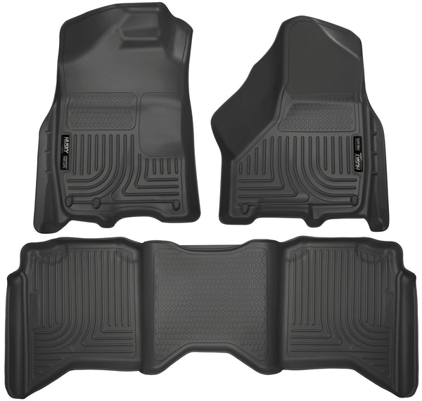 Husky Liners WeatherBeater Front & 2nd Seat Rear Floor Liners Mat for 2011-2018 Ram 3500 Crew Cab Pickup - 99001 [2018 2017 2016 2015 2014 2013 2012 2011]