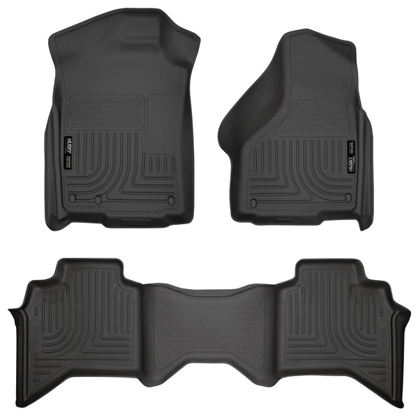 Husky Liners WeatherBeater Front & 2nd Seat Rear Floor Liners Mat for 2011-2018 Ram 1500 Extended Cab Pickup - 99011 [2018 2017 2016 2015 2014 2013 2012 2011]