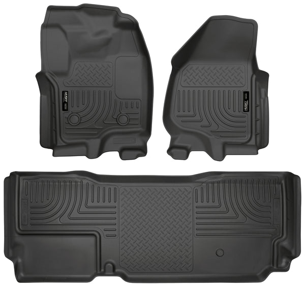 Husky Liners WeatherBeater Front & 2nd Seat Rear Floor Liners Mat (Footwell Coverage) for 2012-2016 Ford F-250 Super Duty Extended Cab Pickup - 99721 [2016 2015 2014 2013 2012]