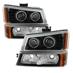 Spyder Auto Bumper lights and Projector Headlights 4pcs - LED Halo - Black for 2003-2003 Chevrolet Silverado 1500 HD - 9036774 - (2003)