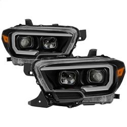 Spyder Auto DRL Light Bar Projector Headlights with Sequential Turn Signal - Black for 2016-2018 Toyota Tacoma TRD Off-Road - 9039256 - (2018 2017 2016)