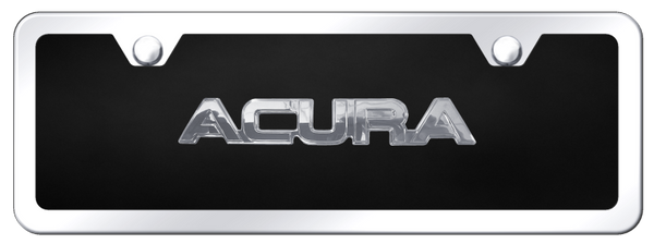 Acura Acura OEM Name Mini Kit - Chrome on Black License Plate - ACU.N.CBMK