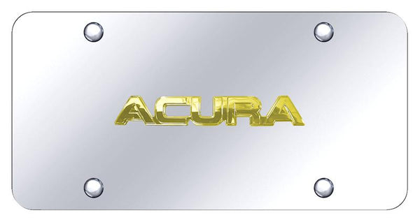 Acura Acura Gold on Chrome 3D Bar License Plate - ACU.N.GC
