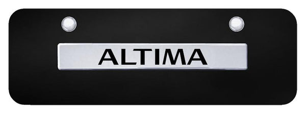 Nissan Altima Chrome on Brushed Stainless 3D Bar Mini License Plate - ALT.N.CSM