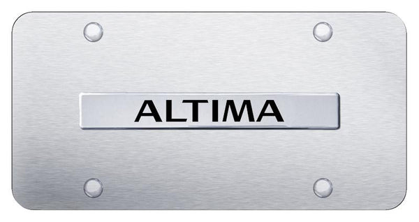 Nissan Altima Chrome on Brushed Stainless 3D Bar License Plate - ALT.N.CS