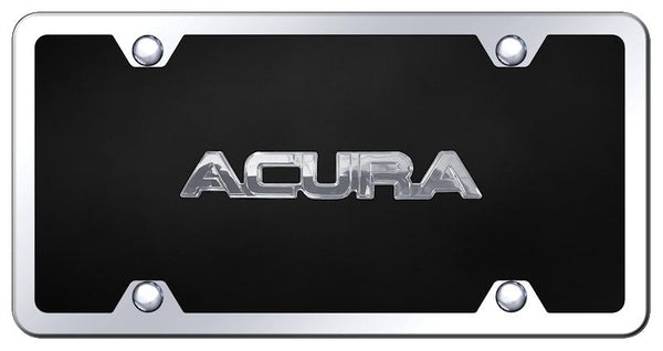 Acura Acura Chrome & Black Acrylic Plate + Frame Kit License Plate - B.ACU.CBK