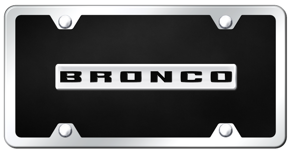 Ford Bronco 2020 Name Acrylic Kit - Chrome on Black License Plate - B.BRO3.CBK