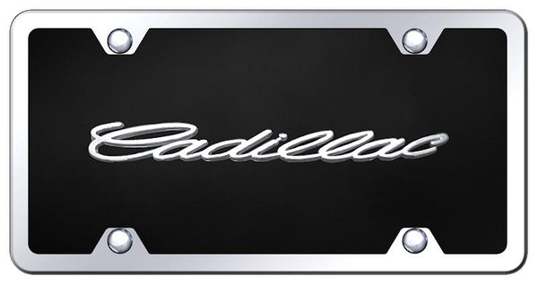 Cadillac Cadillac Chrome & Black Acrylic Plate + Frame Kit License Plate - B.CAD.CBK