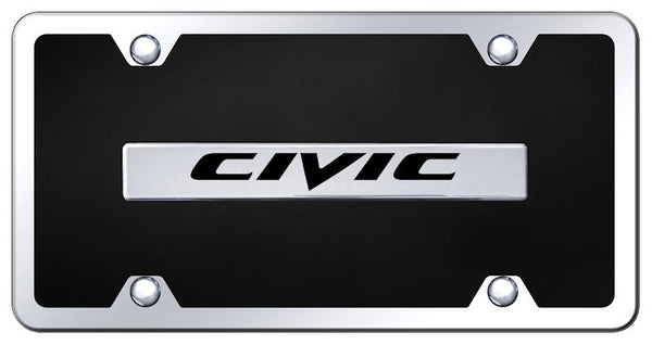 Honda Civic Chrome & Black Acrylic Plate + Frame Kit License Plate - B.CIV.CBK