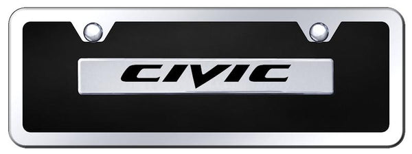 Honda Civic Chrome & Black Acrylic Mini Plate + Frame Kit License Plate - B.CIV.CBMK