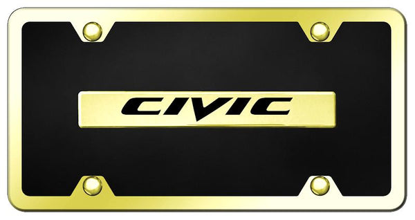 Honda Civic Gold & Black Acrylic Plate License Plate - B.CIV.GB