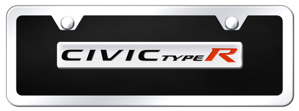 Honda Civic Type R Name Acrylic Mini Kit - Chrome on Black License Plate - B.CIVR.CBMK