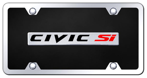 Honda Civic SI Chrome & Black Acrylic Plate + Frame Kit License Plate - B.CSI.CBK