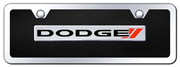 Dodge Dodge Stripe Chrome & Black Acrylic Mini Plate + Frame Kit License Plate - B.DODS.CBMK