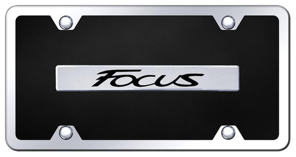 Ford Focus Chrome & Black Acrylic Plate + Frame Kit License Plate - B.FOC.CBK