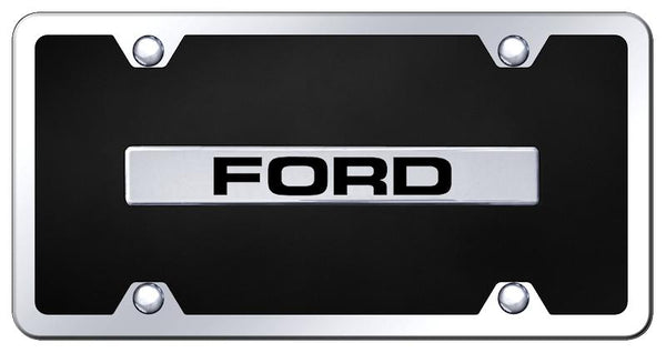 Ford Ford Chrome & Black Acrylic Plate + Frame Kit License Plate - B.FOR.CBK