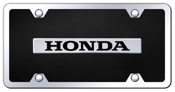 Honda Honda Chrome & Black Acrylic Plate + Frame Kit License Plate - B.HON.CBK