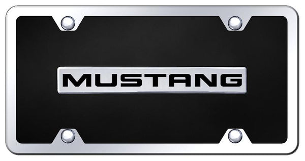 Ford Mustang Chrome & Black Acrylic Plate + Frame Kit License Plate - B.MUS.CBK