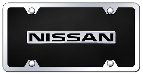 Nissan Nissan Chrome & Black Acrylic Plate + Frame Kit License Plate - B.NIS.CBK