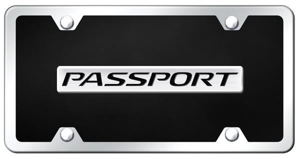 Honda Passport Name Acrylic Kit - Chrome on Black License Plate - B.PAS.CBK