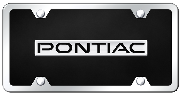 Pontiac Pontiac Name Acrylic Kit - Chrome on Black License Plate - B.PON.CBK