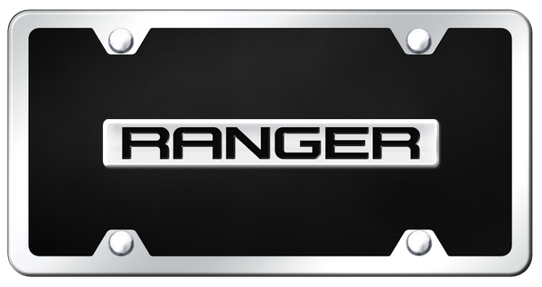 Ford Ranger Name Acrylic Kit - Chrome on Black License Plate - B.RNG.CBK