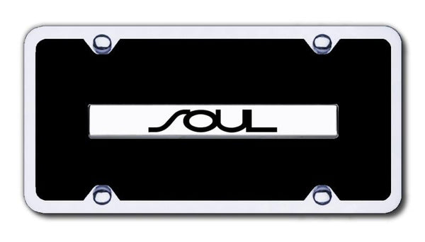 Kia Soul Chrome & Black Acrylic Plate + Frame Kit License Plate - B.SOUL.CBK