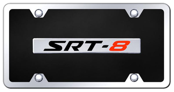 Dodge SRT-8 Chrome & Black Acrylic Plate + Frame Kit License Plate - B.SRT8.CBK