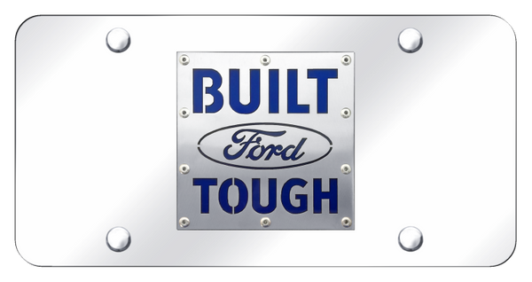 Ford Built Ford Tough License Plate - Brushed on Mirrored License Plate - BFT.2.SC