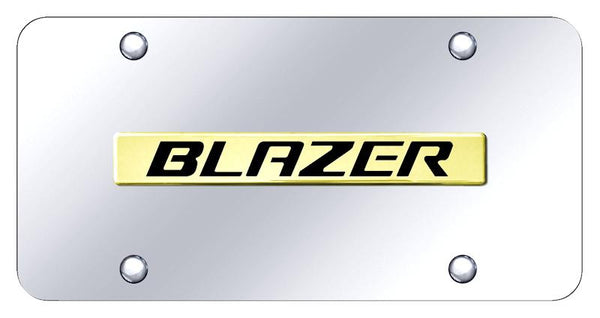 Chevrolet Blazer Gold on Chrome 3D Bar License Plate - BLZ.N.GC