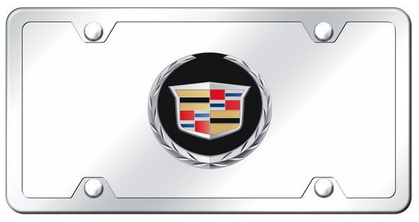 Cadillac Cadillac (New/Black Backing) Plate Kit - Chrome on Mirrored License Plate - CAD.2.B.CCK