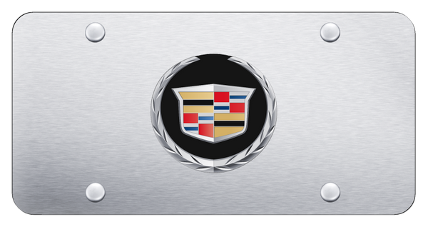 Cadillac Cadillac (New/Black Backing) Plate - Chrome on Brushed License Plate - CAD.2.B.CS