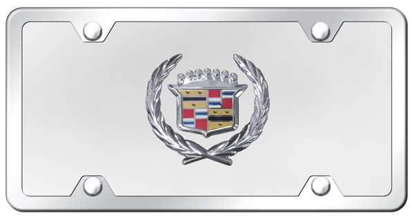 Cadillac Cadillac Plate Kit - Chrome on White License Plate - CAD.CWK