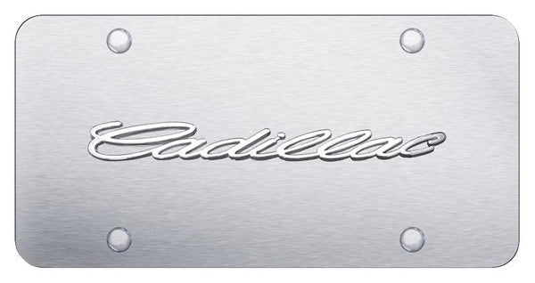 Cadillac Cadillac Chrome on Brushed Stainless 3D Bar License Plate - CAD.N.CS