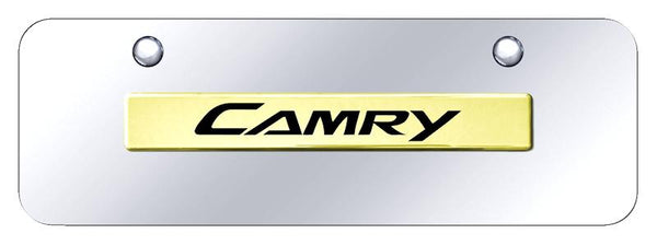 Toyota Camry Gold on Chrome 3D Bar Mini License Plate - CAM.N.GCM