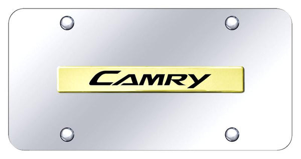 Toyota Camry Gold on Chrome 3D Bar License Plate - CAM.N.GC