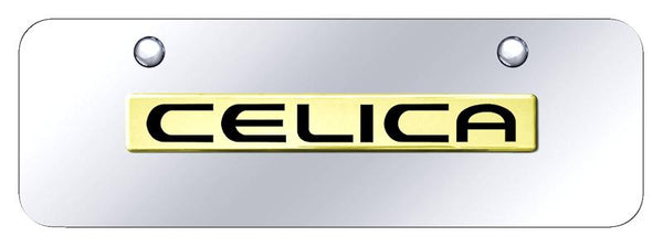 Toyota Celica Gold on Chrome 3D Bar Mini License Plate - CEL.N.GCM