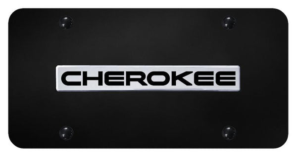 Jeep Cherokee Chrome on Black 3D Bar License Plate - CHE.N.CB