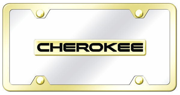 Jeep Cherokee Name Plate Kit - Gold on Mirrored License Plate - CHE.N.GCK