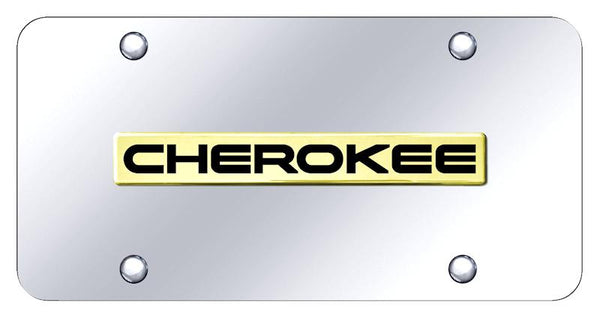 Jeep Cherokee Gold on Chrome 3D Bar License Plate - CHE.N.GC