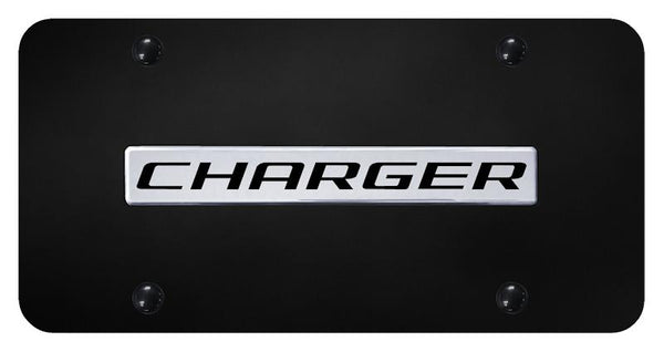 Dodge Charger Chrome on Black 3D Bar License Plate - CHG.N.CB