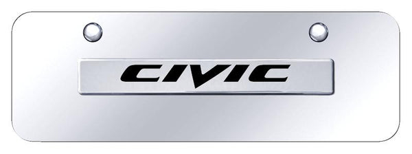 Honda Civic Chrome on Chrome 3D Bar Mini License Plate - CIV.N.CCM