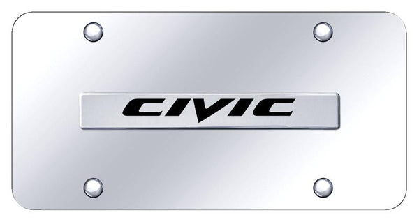 Honda Civic Chrome on Chrome 3D Bar License Plate - CIV.N.CC