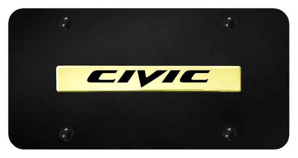 Honda Civic Gold on Black 3D Bar License Plate - CIV.N.GB